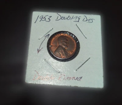 1953 Mint Error Copper Penny Lincoln Wheat 1c Cent Doubled Dyes   - Image 1 of 3