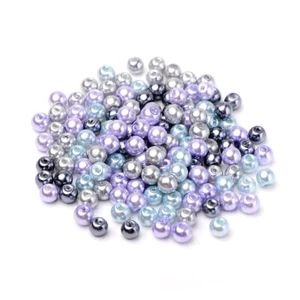 Glass Painted Pearl Mix Faux Lavender (Purple Blue Grey) 6mm Dia Approx 200pcs - Picture 1 of 4