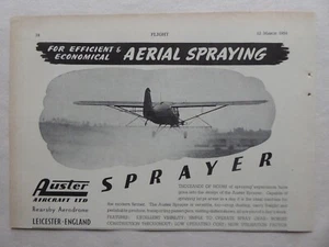 3/1954 PUB AUSTER SPRAYER AG AIRCRAFT AVION AGRICOLE ORIGINAL AD - Bild 1 von 1