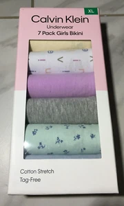 Calvin Klein 7 Pack Girls Bikini Underwear, Size XLarge, Cotton Stretch,  New - Picture 1 of 11