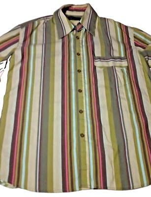 Howe Men's Size M Long Sleeve Stripe Button Up Shirt Cowboy Punk Dress Shirt - Image 1 of 4