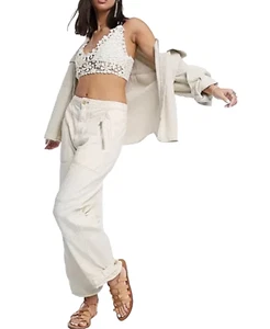 Pantalones de mezclilla para mujer Free People marfil recortados 100 % algodón pierna recta talla 4 verano - Imagen 1 de 15