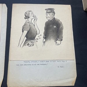 Antique Cartoon Proofs Pre - 1940’s Drawings Collectible Artwork Originals - Picture 1 of 12