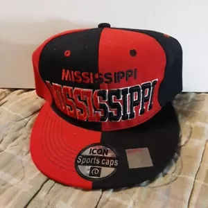 MISSISSIPPI KAPPE MÜTZE REG. PROFIL SCHWARZ & ROT FLATBILL DRUCKKNOPFLASCHE - Bild 1 von 9