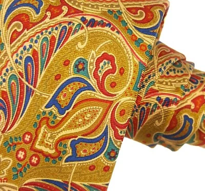 Corbata FENDI Paisley 3.75 Seda 61L Dorado Rojo Azul Foto 1 de 4