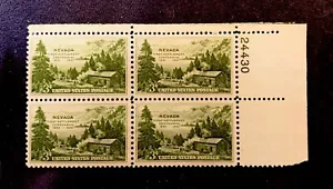 US Postage SC #999 NEVADA 1st Settlement 1951 Plate block $1.89 Free shipping - Picture 1 of 2
