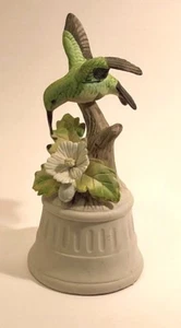 Beautiful Bisque Ceramic Hummingbird Music Box by Artmark - Picture 1 of 6