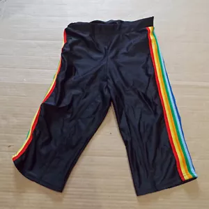 Urban Outfitters Black/Rainbow Cycling Shorts Size XS - Shiny Lycra/Spandex - Picture 1 of 12