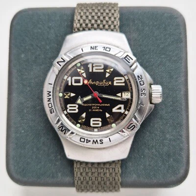 Reloj URSS Raro Vostok Amphibia Original Automático Buceo 2416B Estuche Raro Foto 1 de 4