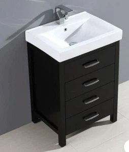 Home Decorators Cedarton Bathroom Vanity Cabinet with White Ceramic Top Espresso - Picture 1 of 12