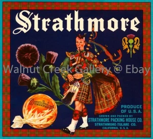 California Fruit Crate Label Fine Art Print, bagpipe, approx 10.9" x 12" 12768 - Picture 1 of 1