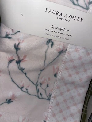 NUEVA MANTA LAURA ASHLEY ROSA de gran tamaño súper suave felpa reversible LUJO Foto 1 de 4