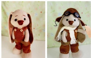 CROCHET PATTERN COPY aviator Bunny removeable clothes aran yarn 307 - Picture 1 of 5