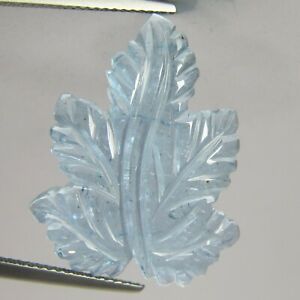 22.33Cts Massive Natural Blue Color Unheated Aquamarine Flower Carving Ref VDO