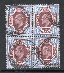 1911 9d PURPLE & BLUE BY SOMERSET HOUSE VERY FINE USED BLOCK OF FOUR. SG 307 - Picture 1 of 1
