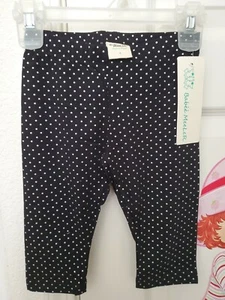 New Babee MeeLeR Kids Girls Legging Short Pants Black/W Dots - Size 4-6T(5296) - Picture 1 of 7