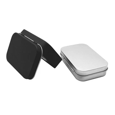 Survival Kit Small Empty Metal Tin Silver Black Flip Storage Box Case Organiz A3 Foto 1 de 4