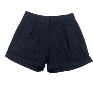 Garnet Hill Gray Wool Trouser Shorts Womens Size 4 Pleated Classic Cuffed - Picture 1 of 13