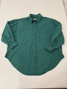 We The Free People Happy Hour Popeline Shirt grün Gr. L Oversized Puffärmel - Bild 1 von 11