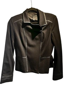 Black Label by Chico’s Damen Jacke Gr. 0 schwarz cl mit Lederbesatz - Bild 1 von 7