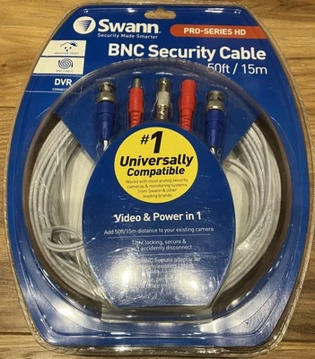 NEW Swann BNC Security Cable 50ft/15m Pro Serie HD for DVR POWER+VIDEO 2 IN 1 - Image 1 of 4