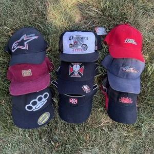 Vintage No Fear SRH World Wide Choppers Obey Hat Cap Lot of 9 Y2K Skate Surf NWT - Picture 1 of 12