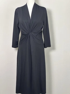 Vestido Doncaster Signature Feminino Preto Decote V Midi Comprimento Bota Tamanho 8 - Imagem 1 de 4