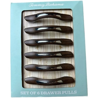Tommy Bahama Brown Silver Pull Set Of 6 Drawer Pulls NIB - Image 1 of 4