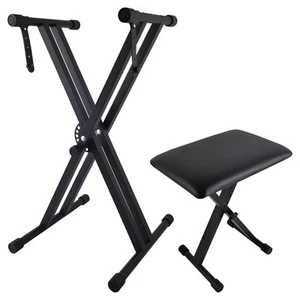 Piano Keyboard Stand and Bench Set, Double-X Keyboard Stand Adjustable Digita... - Picture 1 of 7