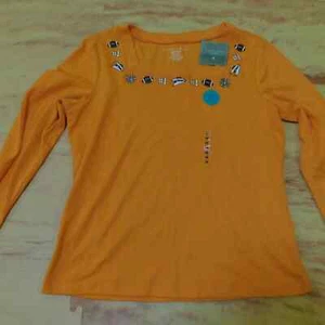 Mountain Lake Orange Football design T-shirt MEDIUM - Picture 1 of 9