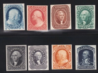 US 40P4-47P4 1857-1860 Issue Proofs on Card VF-XF SCV $580 (002) - Image 1 of 2