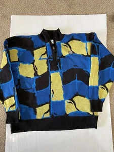 Vintage Pearl Izumi Retro Ski Colorful 80s 90s Print 1/4 Zip Wool Sweater XL - Picture 1 of 5
