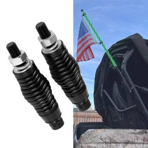 2X Black LED Whip Lights Spring Base Mount Quick Release For Golf Cart Off-road - Picture 1 of 14