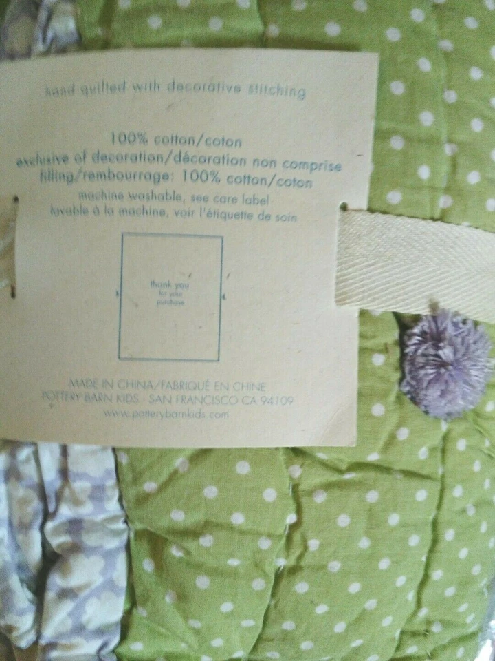 Nuevos pompones Pottery Barn Kids punto verde Brianna estándar SHAM lavanda púrpura Foto 1 de 4