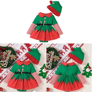 Kinder Mädchen Kleider Kirche Trikot Familie Verkleiden Zuckerstange Strampler und Hut - Bild 1 von 18