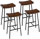 Industrial Saddle Stools Set of 4, 29-Inch Height Backless Bar Stools with Footr