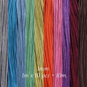 CU27 - LOT MIX 10M DE FIL EN COTON CIRÉ DE 1MM pour colliers sautoirs bracelets - Picture 1 of 2