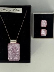 Verschmolzenes dichroitisches Glas Halskette Anhänger mit Ohrring Kostenloser UK-Versand Top-Qualität - Bild 1 von 8