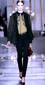 JASON WU sz S Hooded Lace Trimmed Black Wool Blend Parka Jacket - Picture 1 of 6