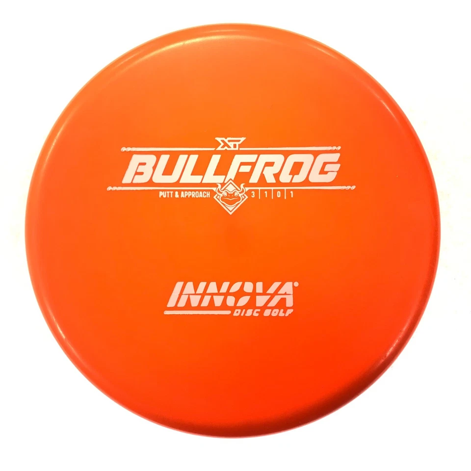 DISC GOLF INNOVA XT BULLFROG PUTT & APPROACH PUTTER 175g ORANGE w/WHITE FOIL - Image 1 of 1
