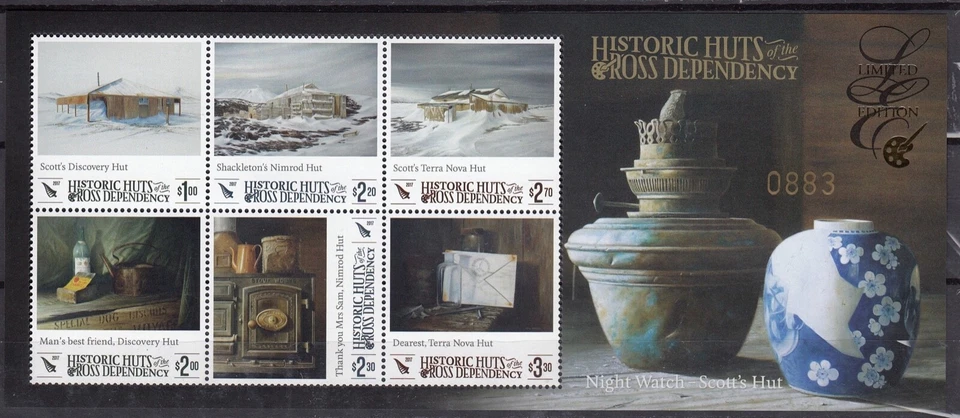 ROSS DEP. 2017 Historic Huts, Limited Edition Miniature Sheet MNH - Image 1 of 1