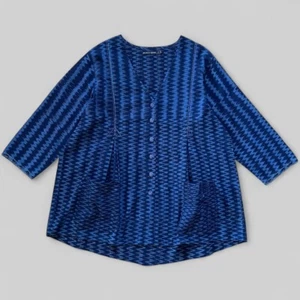 Gudrun Sjödén Damen Strickjacke mit geometrischem Muster Baumwolle Lagenlook - Gr. XL - Bild 1 von 12