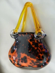 VINTAGE MURANO GLASS HAND BAG VASE - Picture 1 of 4