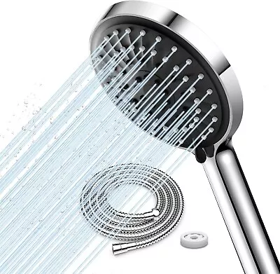 Duschkopf Wassersparend Duschbrause Brause mit Schlauch Schwarz B485 - Bild 1 von 4