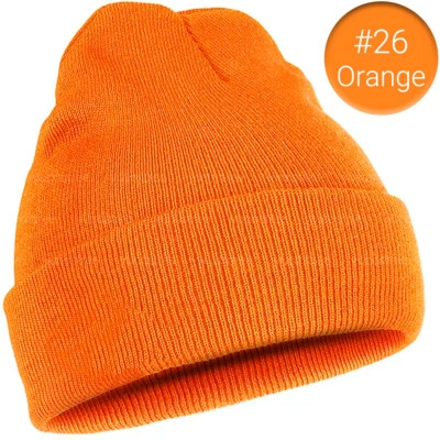 Beanie Hat Cap Plain Knit Ski Skully Cuff Winter Warm Slouchy Men Women Solid CF - Image 1 of 4