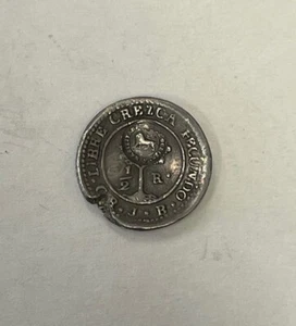 Costa Rica - 1849-57 C/S on Central American Republic 1/2 Real - Rare - Picture 1 of 6