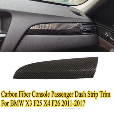 Tapira de tablero de pasajero consola de fibra de carbono para BMW X3 F25 X4 F26 2011-2017 Foto 1 de 4