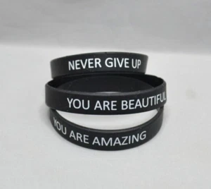 Motivational 3X Silicone Wristbands Rubber Motivation Inspire 3 Bracelet Lot - Picture 1 of 4