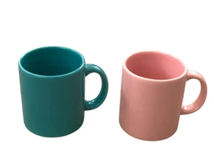 2 Waechtersbach Coffee Mugs 12 oz Ceramic Teal W. Germany and Pink Spain - Picture 1 of 5