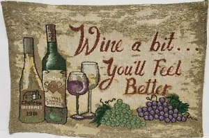 Set 4 tovagliette arazzo,13"x19",VINO&UVA,VINO UN PO',TI SENTIRAI MEGLIO,HC - Foto 1 di 12